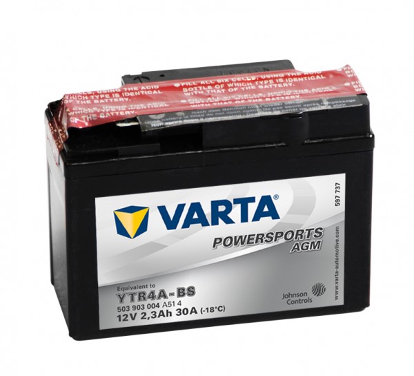 Varta Powersports AGM YTR4A-BS Motorcycle battery GTR4A-BS 503903004 12V 2,3Ah 30A