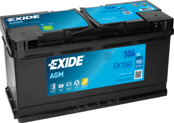Exide EK1060 Start-Stop AGM Battery 12V 106Ah 950CCA