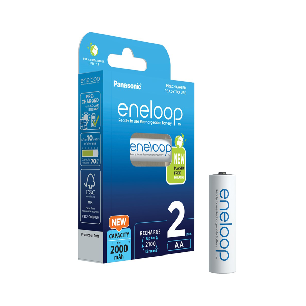 Eneloop BK-3MCDE AA 2000mAh Ready To Use Rechargeable Batteries (Blister of 2)