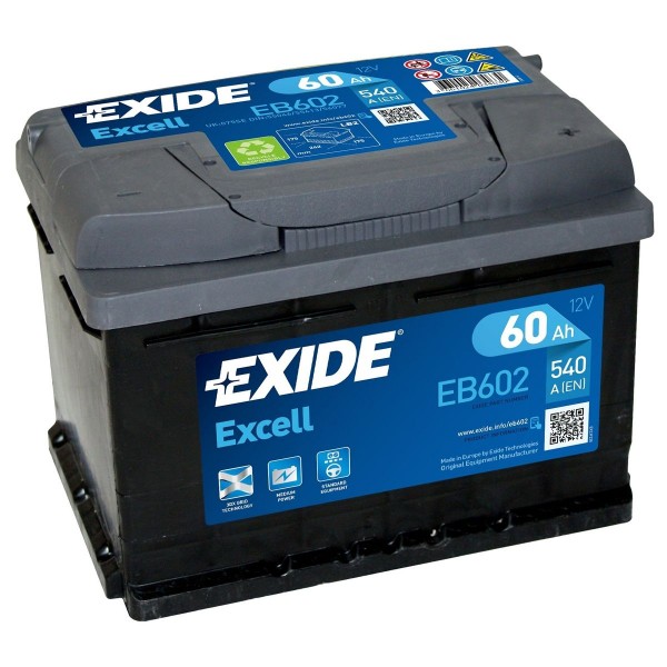 EXIDE EB602 Excell car battery 60Ah 540A 075SE