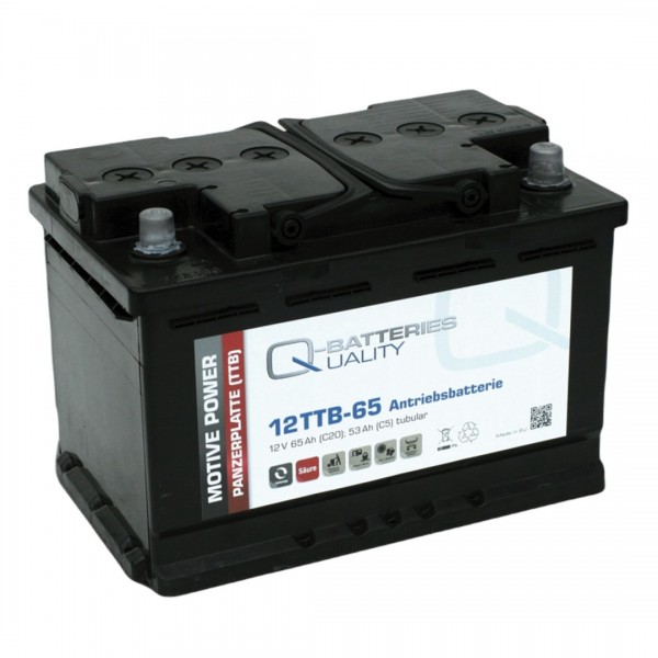 Q-Batteries 12TTB-65 12V 65Ah (C20) closed block battery, positive tube plate