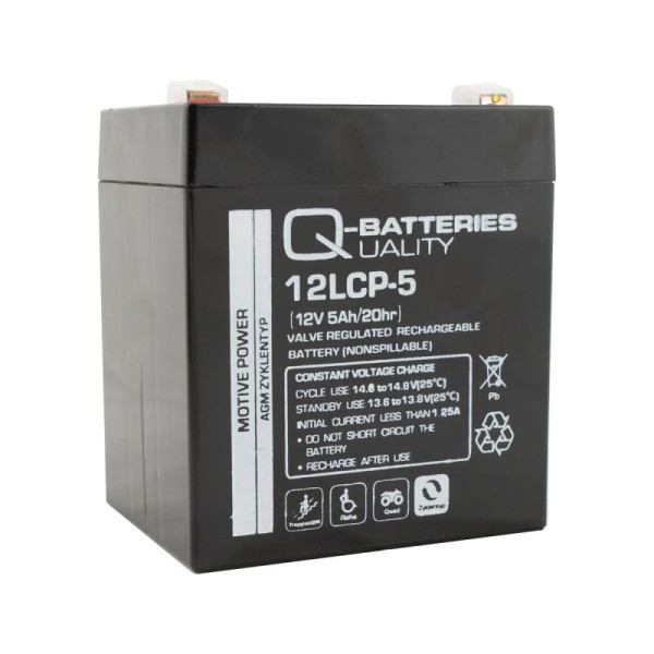 Q-Batteries 12LCP-5 12V - 5Ah AGM battery deep cycle
