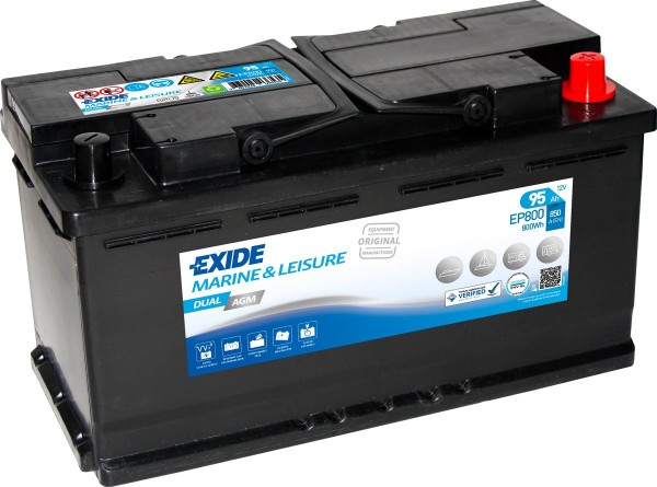 Exide DUAL AGM EP 800 Sealed Leisure Battery