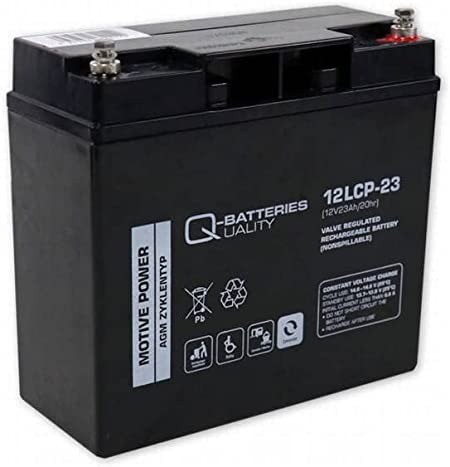 Q-Batteries 12LCP-23 12V 23Ah Deep Cycle VRLA AGM Battery with screw terminal