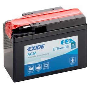 ETR4A-BS EXIDE MOTORCYCLE BATTERY 12V 2.3AH 30A
