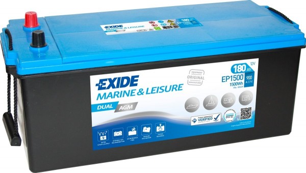 Exide Dual EP1500 AGM leisure battery 12V 180Ah