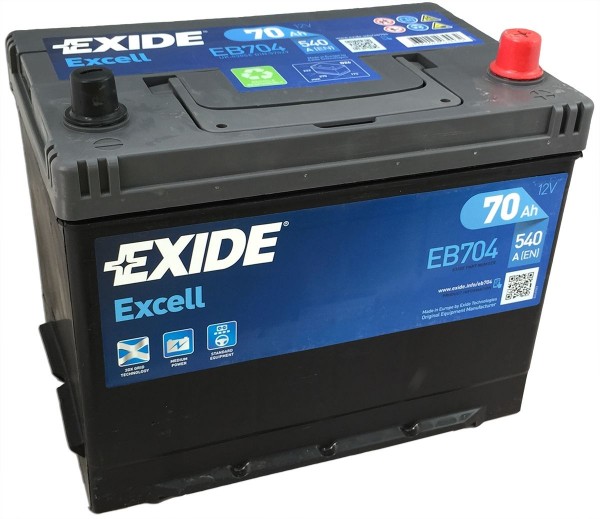 EXIDE EXCELL EB704 Car Battery 12V 70AH 540A 030SE / 068