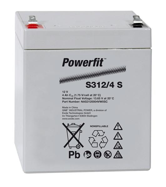 Exide Powerfit S312/4 S 12V 4Ah dryfit lead-acid battery AGM