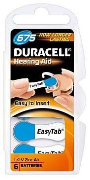 Duracell ActivAir Easy Tab 675 Hearing Aid Battery 1.4V (6 Blister)