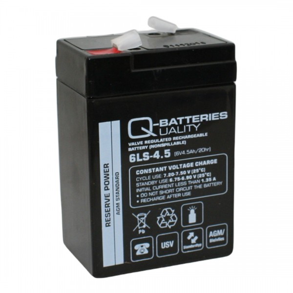 Q-Batteries 6LS-4.5 6V 4,5Ah lead fleece battery / AGM VRLA