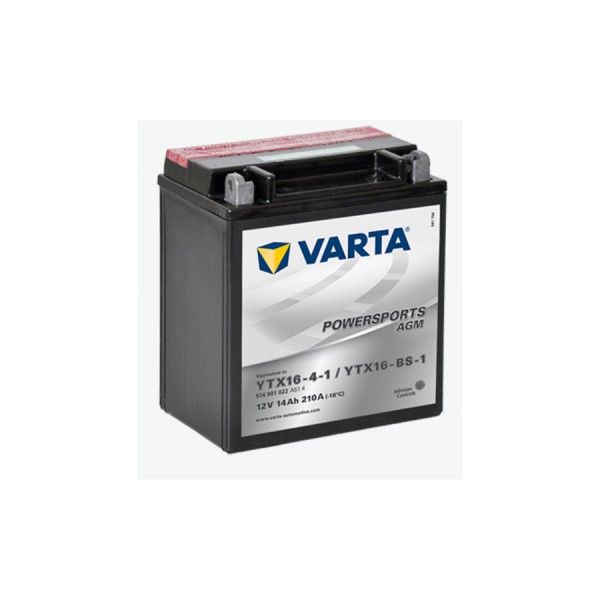 Varta Powersports AGM YTX16-BS-1 motorcycle Batterie YTX16-4-1 514901022 12V 14Ah 210A