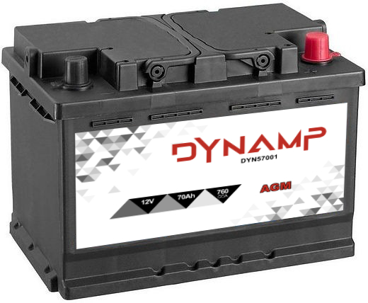 Dynamp 57001 AGM Start-Stop 70Ah 760CCA 12V Car Battery Type 096, AGM  Batteries, Batteries by Type