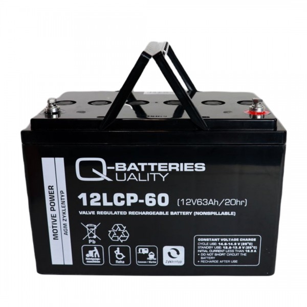 Q-Batteries 12LCP-60 12V 63Ah Deep Cycle VRLA AGM Battery
