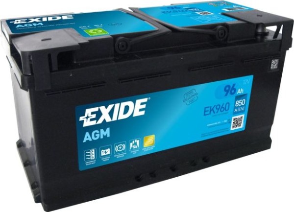 EXIDE EK960 12V 96Ah 850A B13 AGM Starter Battery