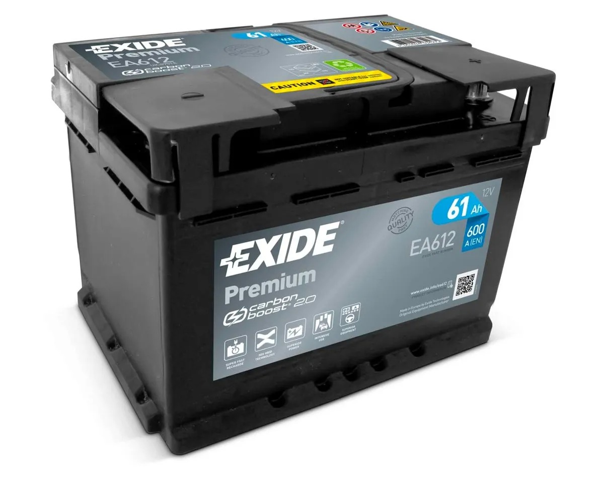 Exide EA612 Premium Carbon Boost 61Ah 600A 075TE car battery