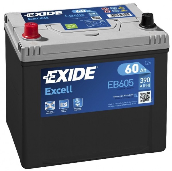 EXIDE EB605 Excell car battery 60Ah 390A 005R
