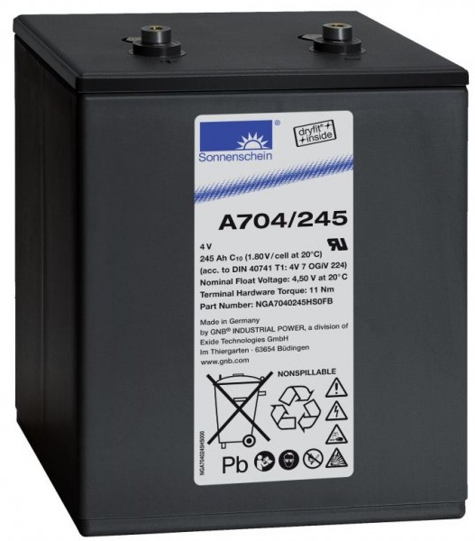 Exide Sonnenschein A704/245 4V 245Ah (C10) dryfit Gel battery