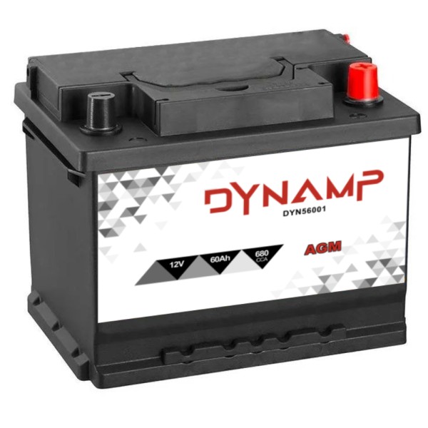Dynamp 56001 AGM Stop-start 60Ah 680CCA 12V Car Battery Type 027