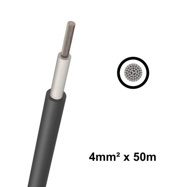 Elettro Brescia 4mm2 Single-Core DC Cable 50m - Black