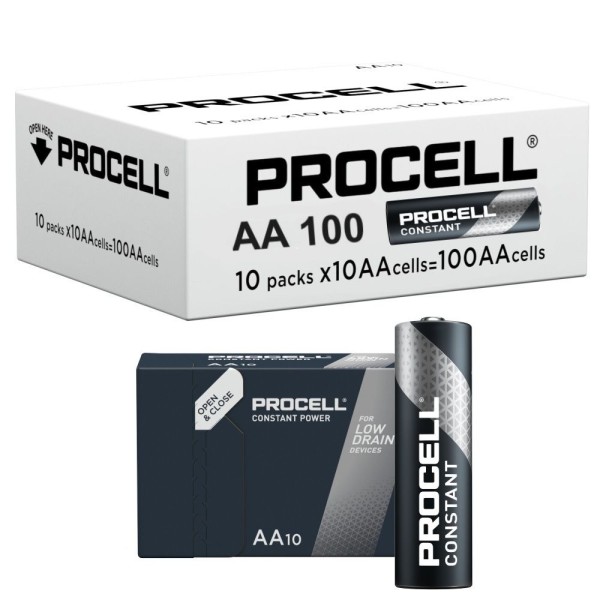 Duracell Procell Constant AA Bulk Pack of 100 Alkaline Battery MN1500 1,5V