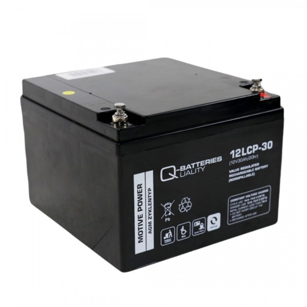 Q-Batteries 12LCP-30 / 12V - 30Ah lead acid battery Cycle type AGM - Deep Cycle VRLA