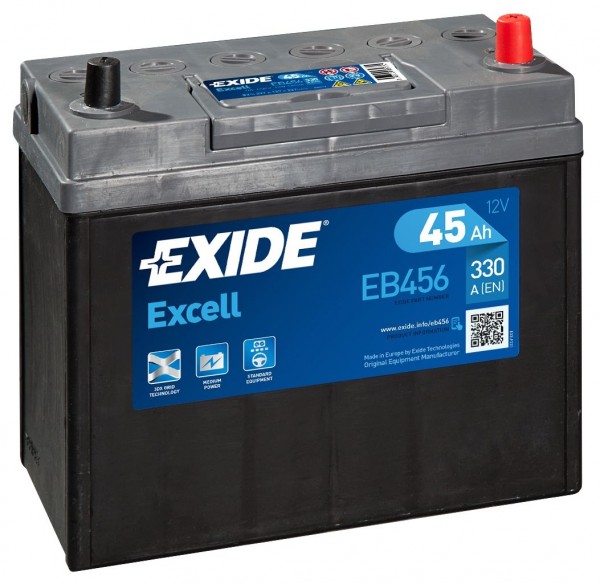 EXIDE EB456 Excell car battery 45Ah 330A 154SE
