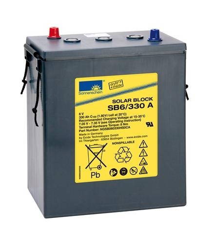 Exide Sonnenschein Solar Block SB6/330 A 6V 330Ah (C100) dryfit Lead Gel Battery / Lead Rechargeabl