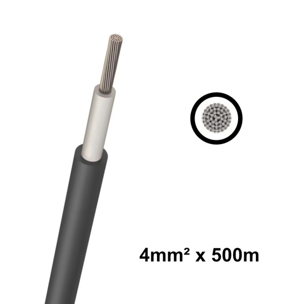 Elettro Brescia 4mm2 Single-Core DC Cable 500m - Black