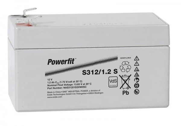 Exide Powerfit S312/1,2 S 12V 1,2Ah dryfit lead-acid battery AGM with VdS