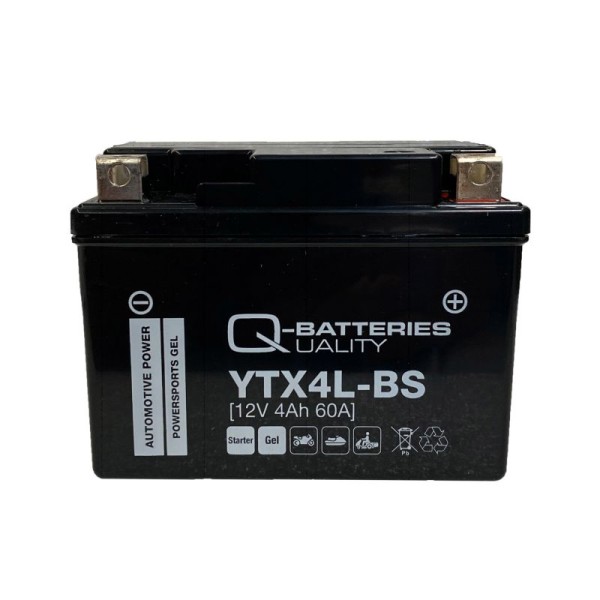 Q-Batteries Motorcycle Battery YTX4L-BS Gel 50314 12V 4Ah 60A