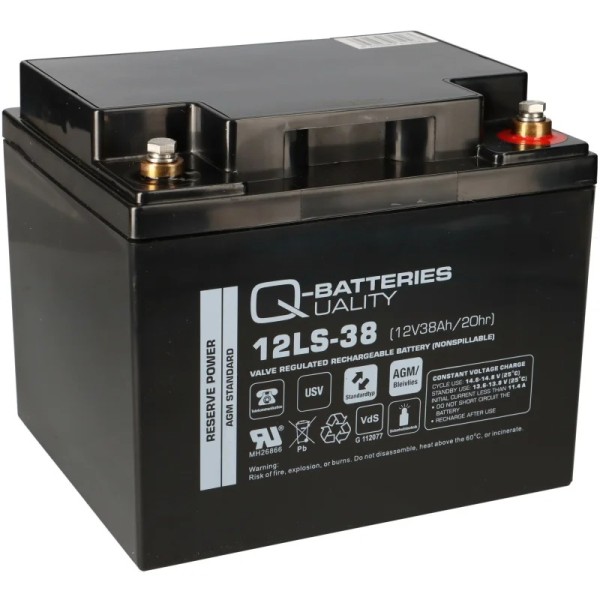 Q-Batteries 12LS-38 12V 38Ah lead fleece battery / AGM VRLA with VdS