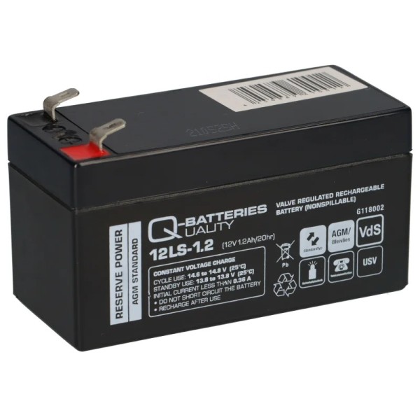 Q-Batteries 12LS-1.2 12V 1,2Ah lead fleece battery / AGM VRLA with VdS