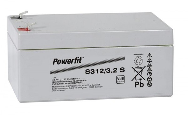 Exide Powerfit S312/3,2 S 12V 3,2Ah dryfit lead accumulator AGM with VdS