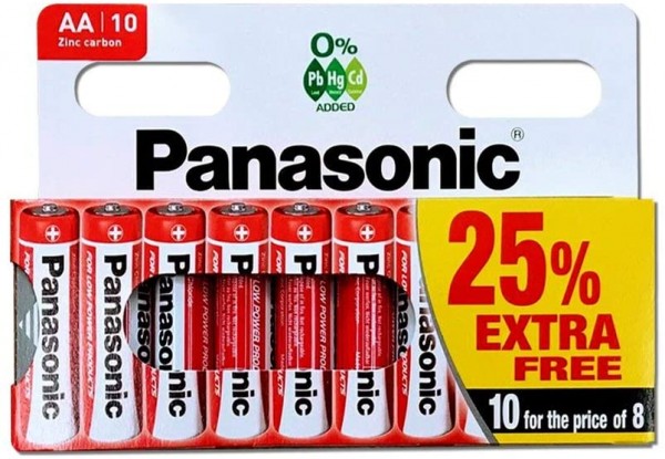 Panasonic Zinc AA LR6 Mignon Battery Zinc Carbon Box of 10