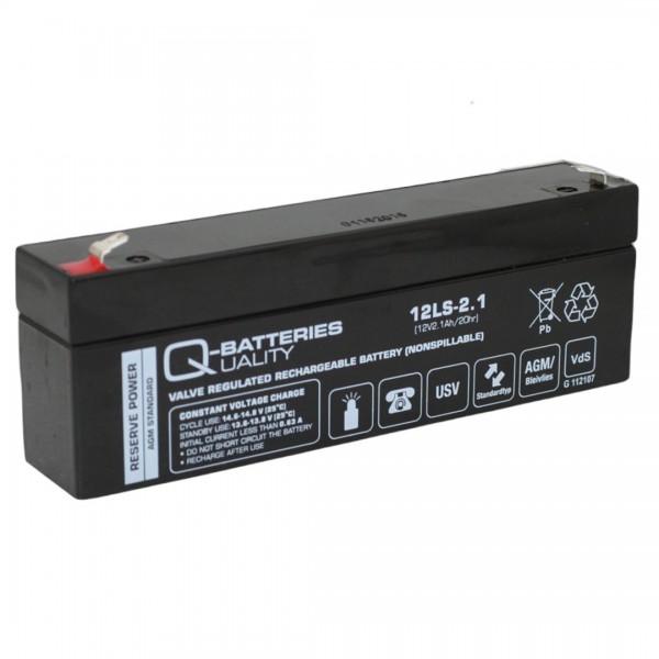 Q-Batteries 12LS-2.1 12V 2.1Ah Deep Cycle VRLA AGM Battery with VdS