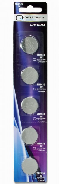Q-Batteries CR2430 Lithium button cells 3V (5er blister)