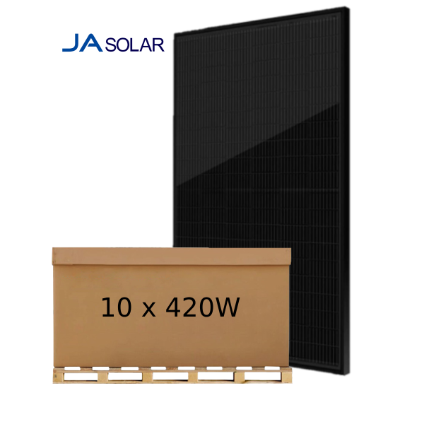 10 x JA Solar 420W Mono MBB PERC Half-Cell All Black Rigid Solar Panel - JAM54S-31-420-LR-AB
