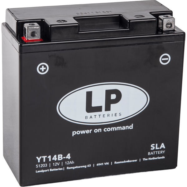 LP YT14B-4 12V 12Ah 210CCA Motorcycle battery