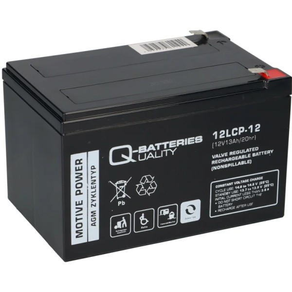 Q-Batteries 12LCP-12 / 12V - 13Ah Lead acid battery Cycle type AGM - Deep Cycle VRLA