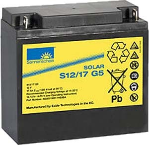 Exide Sonnenschein Solar S12/17 G5 lead gel battery 12V 17Ah