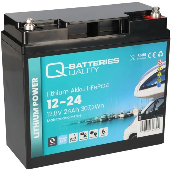 Q-Batteries Lithium Akku 12-24 12.8V 24Ah 307.2Wh LiFePO4