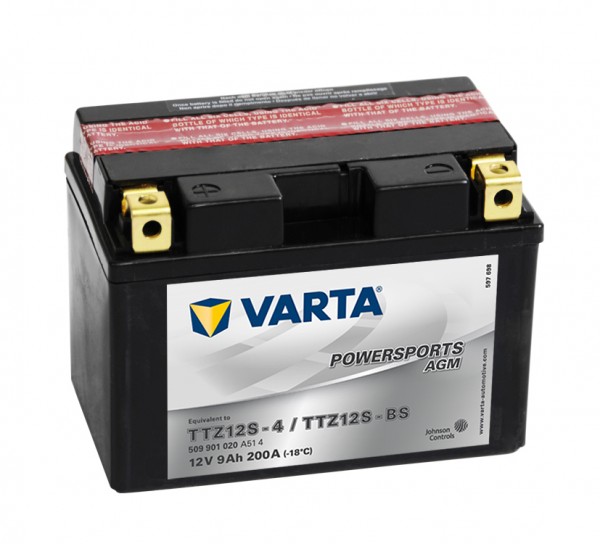 Varta Powersports AGM (rechargeable battery) TTZ12S YTZ12S-BS 509 901 020 12V 9Ah 200A