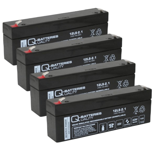 Yuasa 12V NP2.1 Replacement 2.1Ah VRLA battery Q-batteries 12LS-2.1 VDS x 4