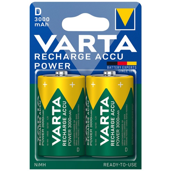 Varta Rechargeable Battery Power Battery Mono D NiMH 3000mAh (2 Blister)