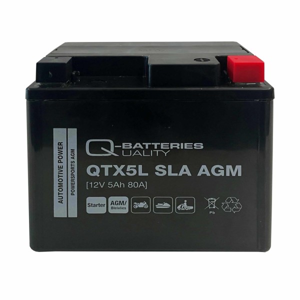 Q-Batteries QTX5L SLA AGM 12V 5Ah 80A Motorcycle Battery