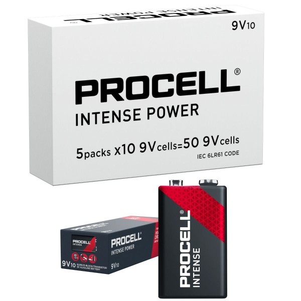 Duracell Procell Intense 9V Bulk Pack of 50 Alkaline Battery 6LR61 MN1604