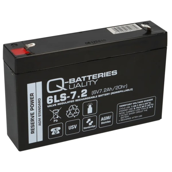 Q-Batteries 6LS-7.2 6V 7,2Ah lead fleece battery / AGM VRLA