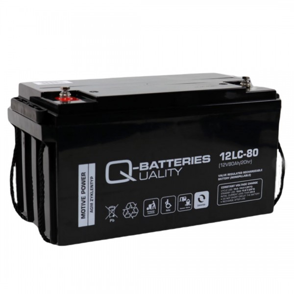 Q-Batteries 12LC-80 / 12V - 80Ah Lead acid battery Cycle type AGM - Deep Cycle VRLA