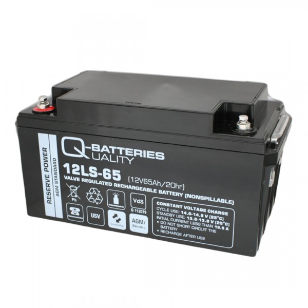 Q-Batteries 12LS-65 12V 65Ah lead fleece battery / AGM VRLA with VdS