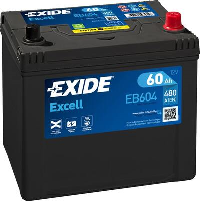 EXIDE EB604 Excell car battery 60Ah 480A 005L